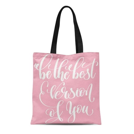 SIDONKU Canvas Tote Bag Inspiration Motivation Positive Creative Typographic Best Lettering Sign Reusable Handbag Shoulder Grocery Shopping