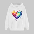 thumbnail image 2 of Goodeals Online Deals,Women's Rainbow Heart Print Hoodies Valentines Tie Dye Graphic Fleece Sweatshirts Cute Holiday Long Sleeve Sweatshirt(White,M), 2 of 5