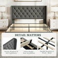 thumbnail image 3 of Amolife Full Size Upholstered Platform Bed Frame with Fabric Diamond Deluxe Wingback Headboard, Light Grey, 3 of 9
