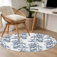 thumbnail image 4 of Round Rugs 4Ft, Blue Fruit Round Area Rug Washable Indoor Throw Carpet, Vintage Plant Nature Botanical Flower Floral Soft Non Slip Circle Rug for Kitchen Nursery Room Home Decor Aesthetic, 4 of 8