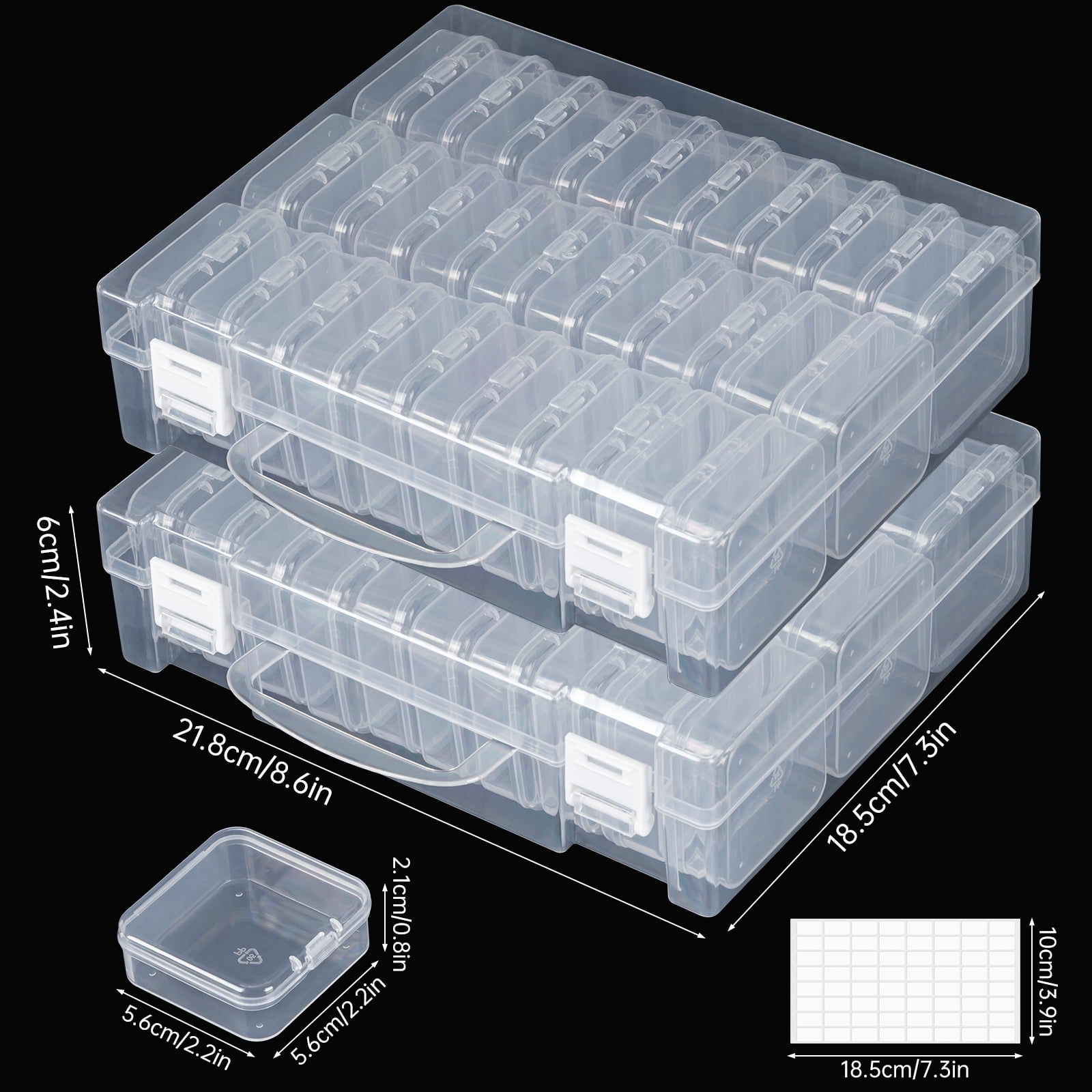Bead Organizer Box, 30 Slots Bead Storage Containers, Mini Plastic Diamond Painting Accessory Storage Boxes with Hinged Lids for Rhinestones Beads Jewelry Seeds Crafts Small Items (2 Pack)