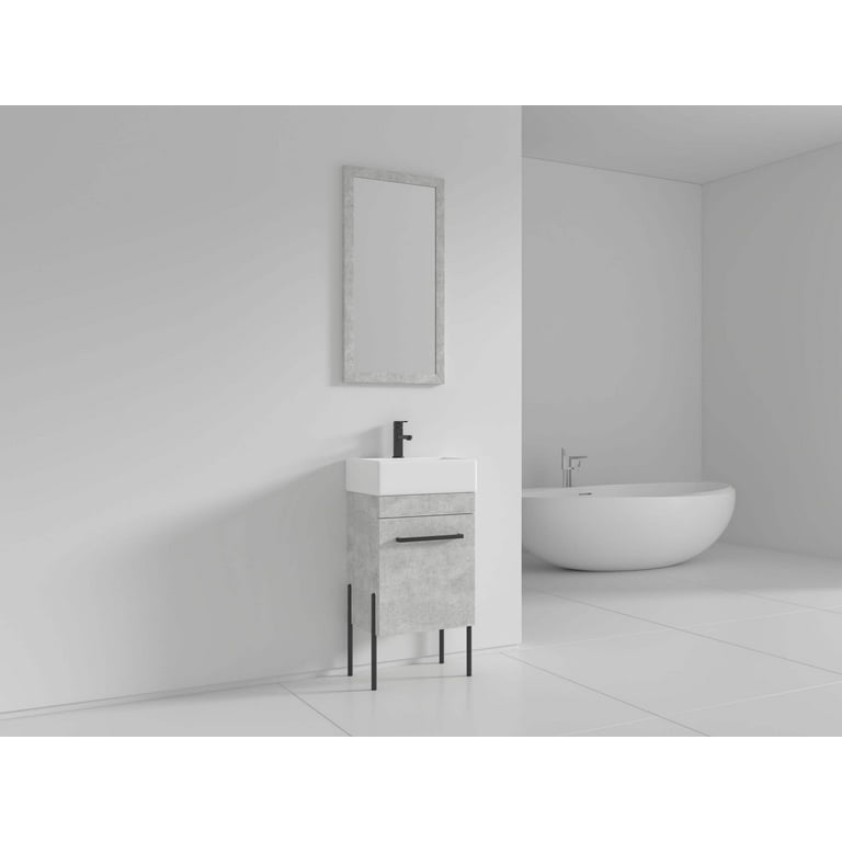 Fine Fixtures - Modern Black Marble 36 Bathroom Vanity Set, Satin Brass  Hardware, vitreous China Sink Top 