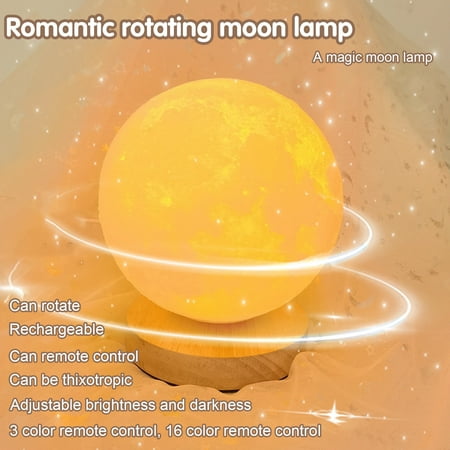

LINASHI Moon Lamp Rotatable Brightness Adjustable Remote Touch Control USB Rechargeable Dimmable Home Decor Gifts 3D LED Planet Lamp Night Light for Bedroom