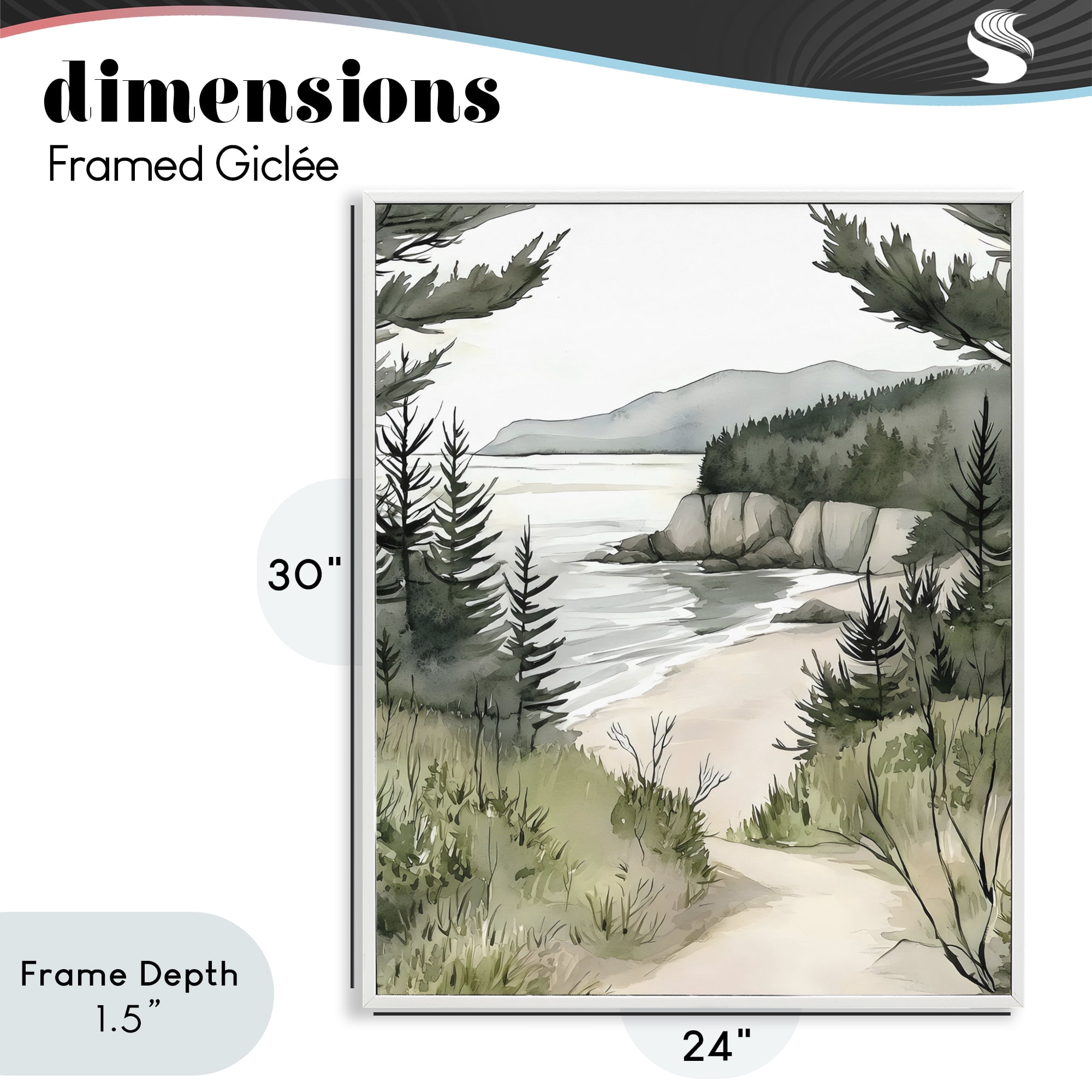 Stupell Industries Coastal Calm Winding Path White Framed Giclee Art, design by Riley B