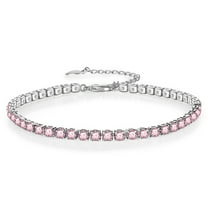PYNZY Adjustable Tennis Chain Link Bracelet ,Dainty 3mm Pink Tourmaline Bracelets for Women Jewelry Gifts