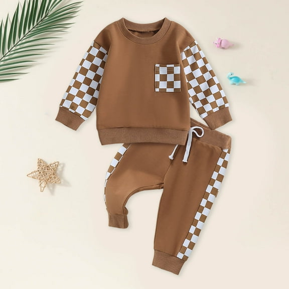 Baby Boy Winter Clothes 0-3 Months Toddler Baby Boy Fall Winter Outfit Contrast Color Long Sleeve Sweatshirts Stretch Jogger Pants Newborn Clothes Set