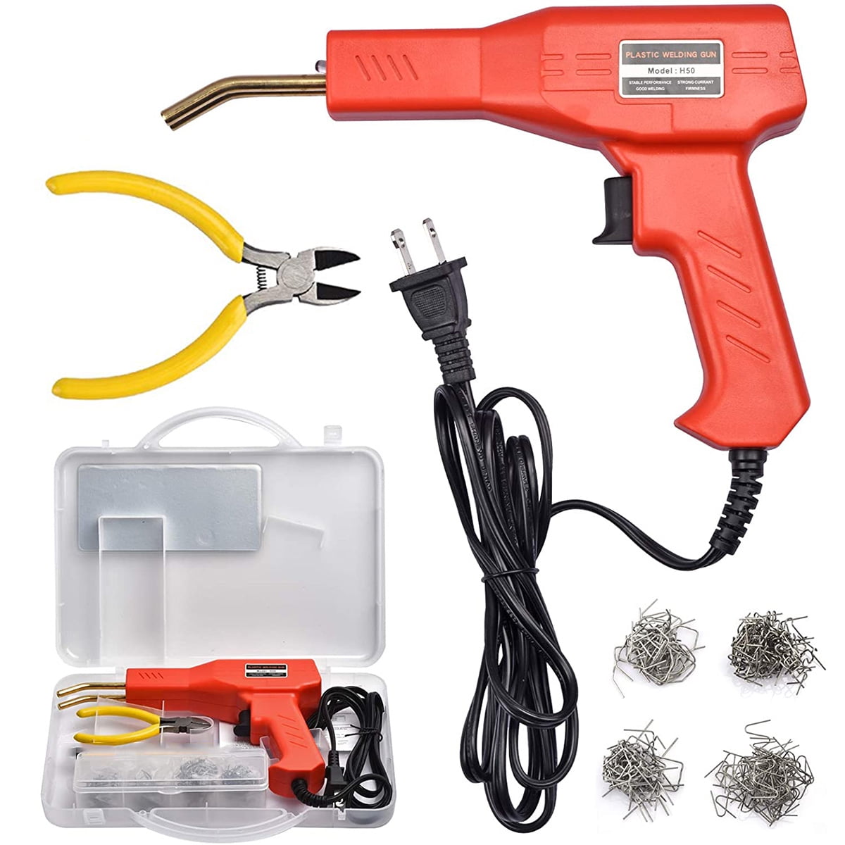 Bestgoods 50w Hot Stapler Plastic Welder Kit For Bumper Repair Hot Stapler Welding Gun Car Bumper Repair Kit Bodywork Fender Fairing Welding Systems Include 4 Types Hot Wave Flat Staples Walmart Com
