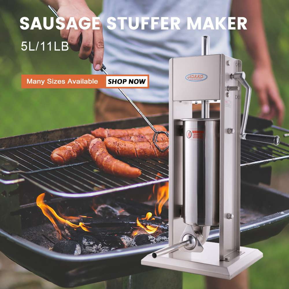 Hakka 11 Lb/5 L Sausage Stuffer 2 Speed Stainless Steel Vertical