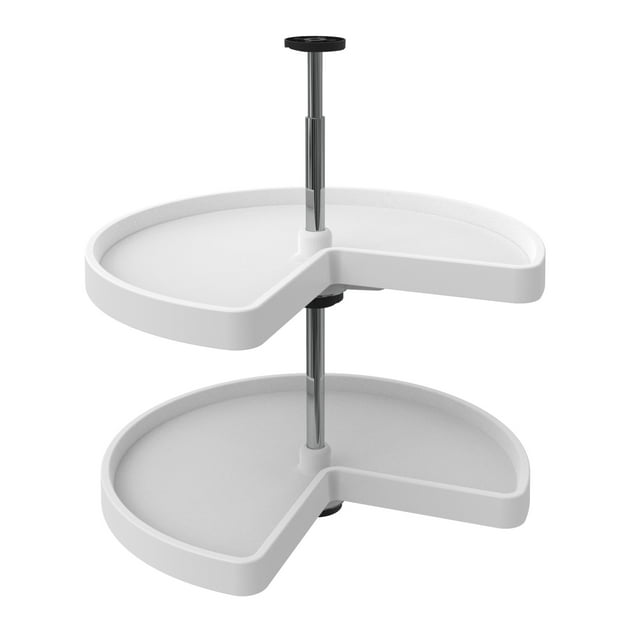 Rev-A-Shelf 24 Inch Lazy Susan Kidney Polymer 2-Shelf, White, 3472-24-11-52