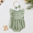 thumbnail image 2 of NOLDARES Baby Girl Romper Infant Short Sleeve Collar Romper T-shirt Cotton Bodysuit Top(Green,3-6 Months), 2 of 7
