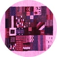 thumbnail image 1 of Ahgly Company Indoor Round Abstract Pink Contemporary Area Rugs, 3' Round, 1 of 4
