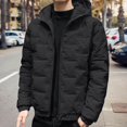 thumbnail image 2 of JTieacloth Men's Lightweight Jacket Men Solid Color Hooded Zipper Cardigan Business Jacket Casual Comfortable Warm And Trendy Jacket Black, 2 of 5