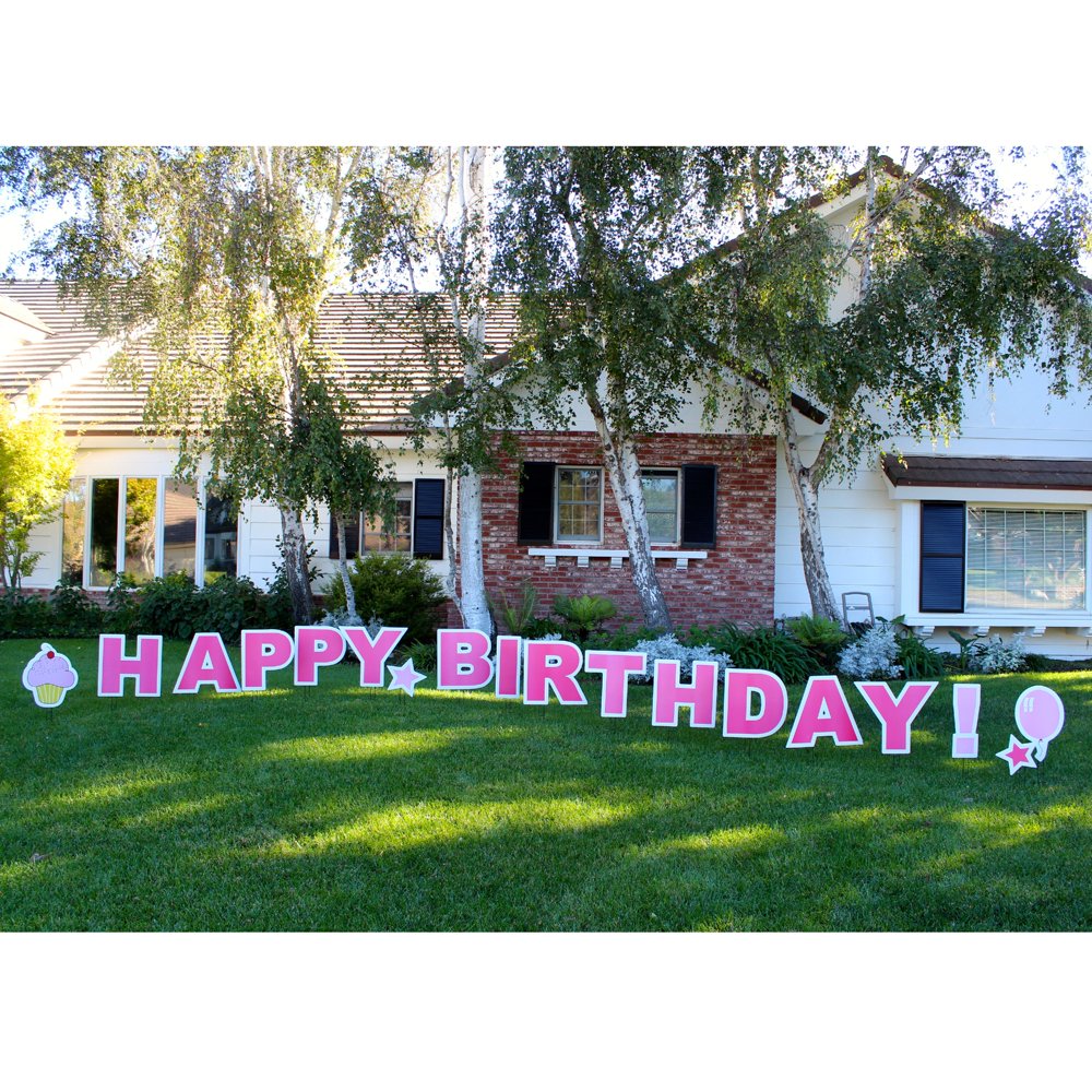 Yard Card Happy Birthday! Girl Decorating 18pc Over 18" Tall Yard Sign