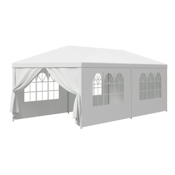 BOBOKY Party Tent Outdoor Gazebo, Wedding Canopy with Removable Sidewalls, Waterproof Event Tent for Catering Backyard Festival,White Tent w/6 Walls,10x20