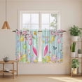 thumbnail image 2 of Happy Easter Tier Curtains 54 Inch Length, Spring Bunny Eggs Flower Teal Wood Grain Cafe Short Curtains for Bathroom Over Sink, Small Kitchen Curtain Light Filtering Drapes 2 Panels 27.5"Wx54"L, 2 of 8