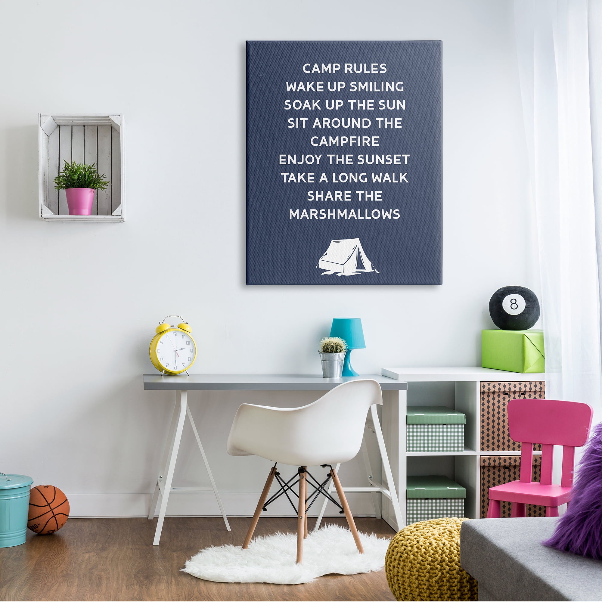 Stupell Industries Camp Rules Text Sign Enjoy Camping Tent Motif Canvas Wall Art, 36 x 48, Design by Lil' Rue