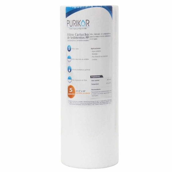 Filtro Cartucho de Polipropileno Termofusionado de 5 Micras, Purikor