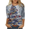 thumbnail image 2 of VKOYWKM Fall T Shirts for Women Christmas Shirts 3/4 Length Sleeve Womens Tops Funny Merry Xmas Tree Graphic Tees Loose Fit T-Shirts Holiday Crew Neck Tee Tops, 2 of 5