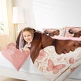 thumbnail image 3 of Castle Fairy Romantic Woman With Hydrangea Headwrap Queen Comforter Set 3 Pieces,Delicate Butterfly Floral Art Comforter Sets Queen,Pink White Gold,Pink Reversible,1 Comforter and 2 Pillowcases, 3 of 6
