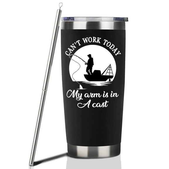 Fishing Gifts For Men Gifts for Fathers Day 20oz Black Fishing Travel Tumbler Birthday Christmas Present For Men Dad Grandpa Uncle Boyfriends Fishing Lover Travel Cup With Lid Straw
