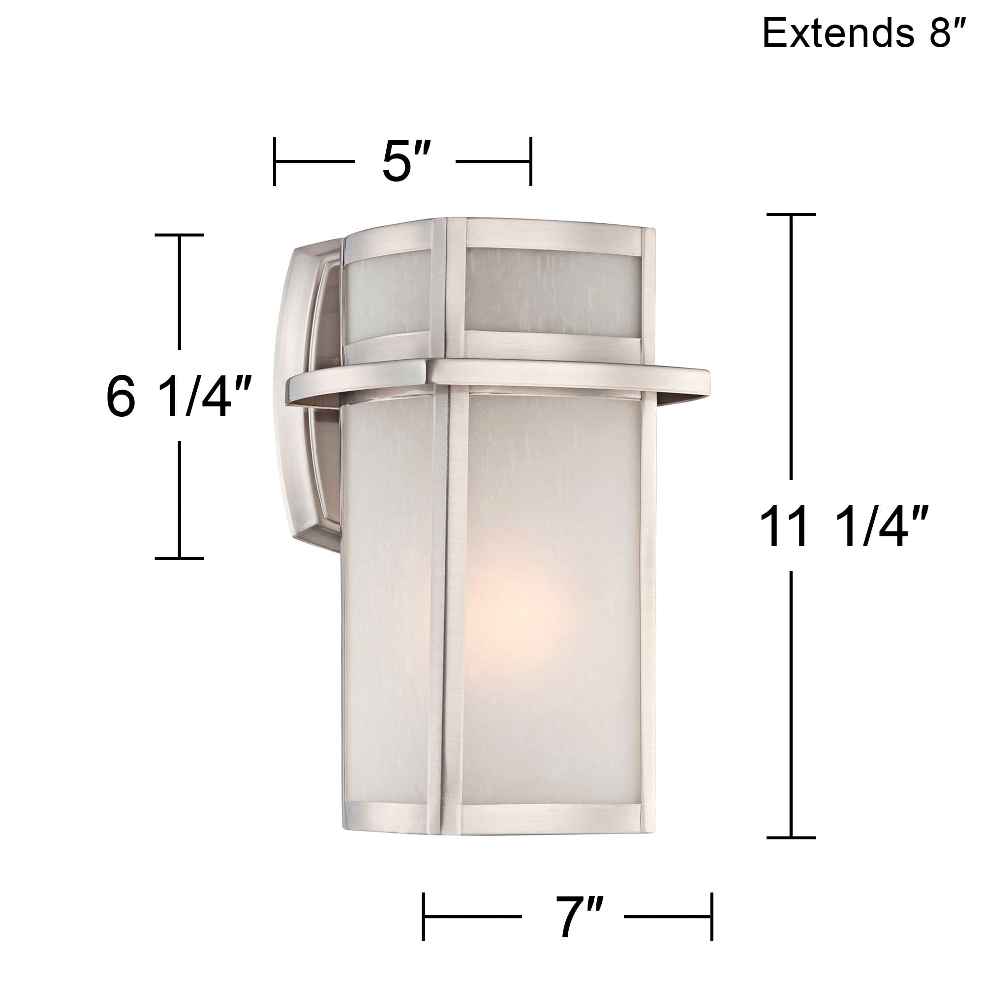 Possini Euro Design Delevan Modern Outdoor Wall Lights Fixture Set of 2 Brushed Nickel 11 1/4" Frosted Seedy Glass for Post Exterior Barn Deck House