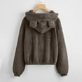 thumbnail image 2 of Women Solid Color Coat Fluffy Jacket Button Down Overcoat Long Sleeve Cardigan Warm Winter Overcoat Windproof Outer Coat, 2 of 3