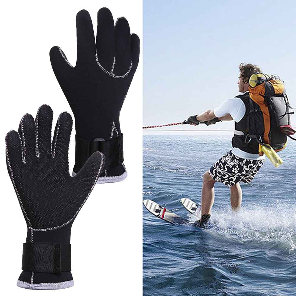 1pair 3mm Surfing Diving Swimming Adjustable Strap Wetsuit Gloves Water Sports 