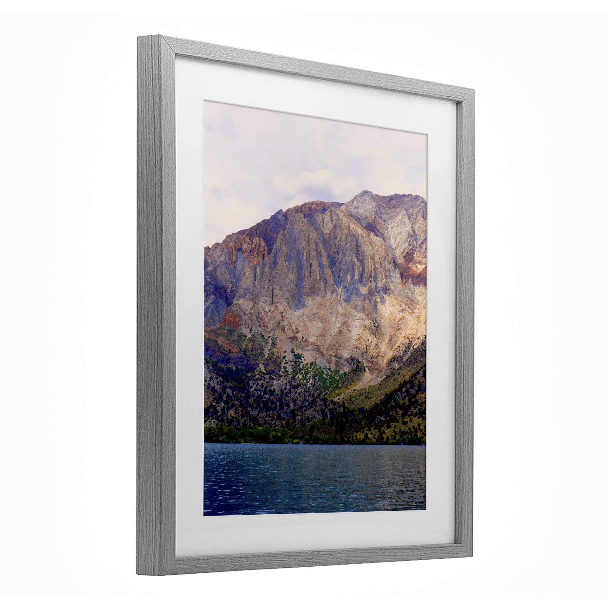 Stupell Industries Serene Lake Beneath Mountains Gray Framed Print Under Glass, design by Gemma Bardot