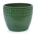 thumbnail image 5 of Ceramic Flowerpots - Set of 3 Modern Planters for Outdoor & Indoor Use, Antique Green, 15" L x 15" W x 12.6" H, 5 of 5