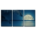 thumbnail image 2 of wall26 - 3 Piece Canvas Wall Art - Beautiful Full Moon Reflected on The Calm Water of a Tropical Beach (Toned in Blue) - Modern Home Art Stretched and Framed Ready to Hang - 16"x24"x3 Panel, 2 of 4