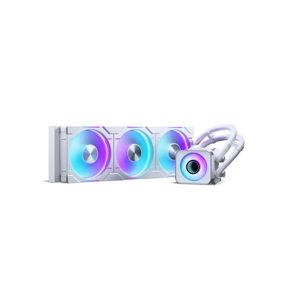 Phanteks Glacier One 360D30 X2 AIO Liquid CPU Cooler, Evolv X2-Design Cap Design, 3x Performance D30-120 D-RGB Fans, for Intel LGA 1851, 1700, 1200, 115x and AMD AM4/AM5 sockets, White