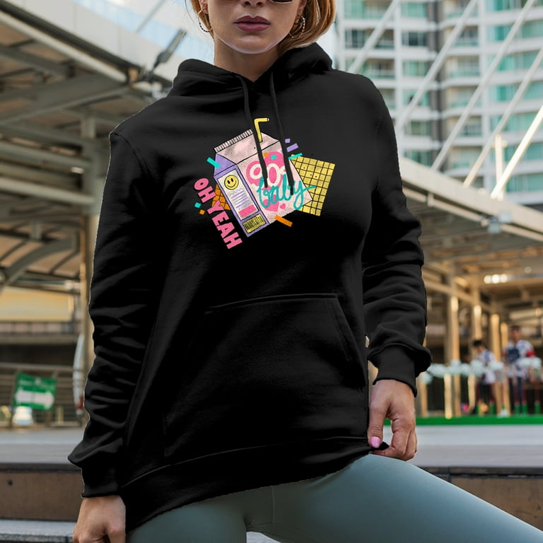 Retro Oh Yeah 90s Baby Juice Pack Art Merch Gift Black Hooded Sweatshirt or Hoodie 3XL Walmart
