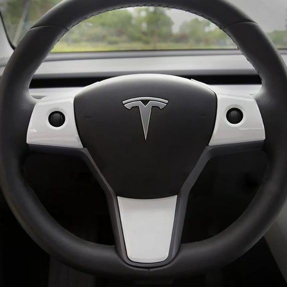 Tesla Model 3, Y, Pearl White Steering Wheel Trim
