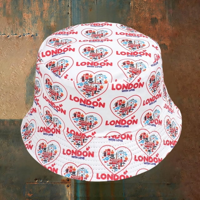 Chapeau Bob pour Extérieur Léger Réglable Grand Bord Design Imprimé Britannique Accessoires de Mode Décontractée d'Été