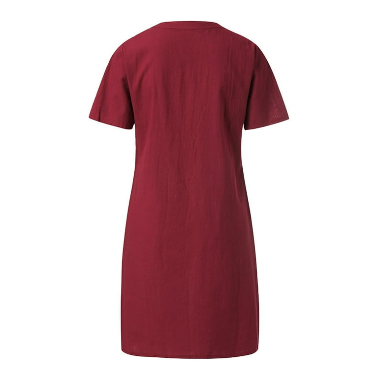 Cotton Linen Dresses for Women Women S Summer Casual Solid Color