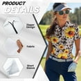 thumbnail image 5 of COEQINE Women 1/4 Zip Golf Shirts Quick Dry Fit Soft Workout Golf Tops Sunflower and Cow Spot Print Short Sleeve Polo Shirts Lightweight Moisture Wicking Sportswear, L, 5 of 7