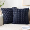 thumbnail image 2 of Pack of 2 Corduroy Decorative Throw Pillow Covers 18x18 Inch Soft Boho Striped Pillow Covers Modern Farmhouse Home Decor for Sofa Living Room Couch Be, 2 of 4