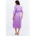 thumbnail image 5 of Pastel by Vivienne Women's Shirt Dress with Pleated Midi Skirt Three-Quarter Sleeve Belt Lavender Medium, 5 of 5