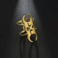 thumbnail image 2 of Skeleton Skull Neo-Gothic Crescent Moon Ring Stainless Steel Chic Punk Vintage, 2 of 7