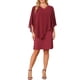 thumbnail image 1 of Vestidos de Otoño para Mujeres INSPIRE CHIC con Manga 3/4, Cuello en V, Superposición de Chifón, Vestido Lápiz hasta la Rodilla en Rojo Vino, 1 of 6