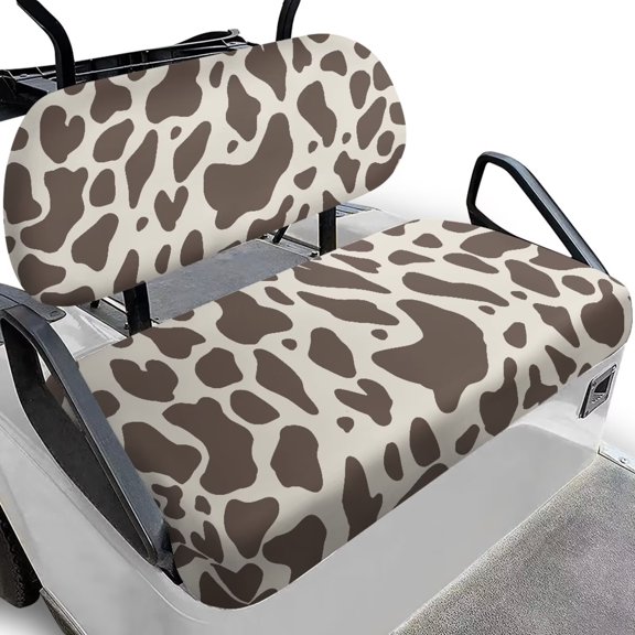 Pzuqiu Cow Print Golf Cart Accessories Seat Covers Brown Lightweight Golf Blanket Breathable Stretchable Protective Cushion Fits for EZGO Club Car and More 2 Person Seats Golf Carts