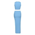 thumbnail image 5 of XIAOCHA Women's Two-Piece Skirt Set Sleeveless Crew-Neck High-Slit Summer Club Midi Suit, 5 of 5