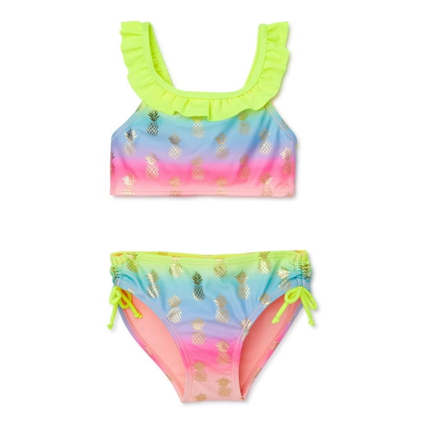 XOXO Girls Pineapple Ruffled Bikini Swimsuit, Sizes 4-16 - Walmart.com