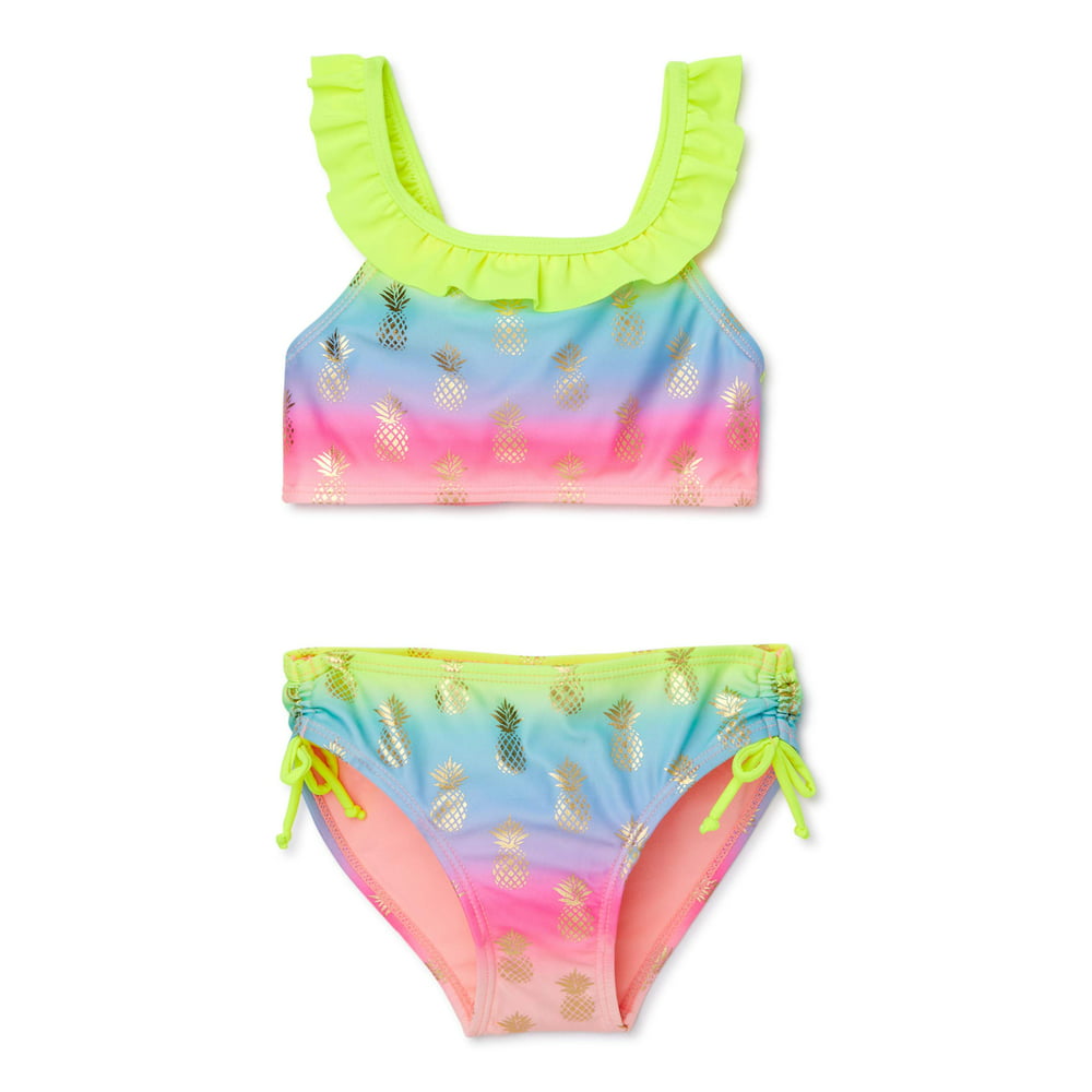 XOXO - XOXO Girls Pineapple Ruffled Bikini Swimsuit, Sizes 4-16 ...