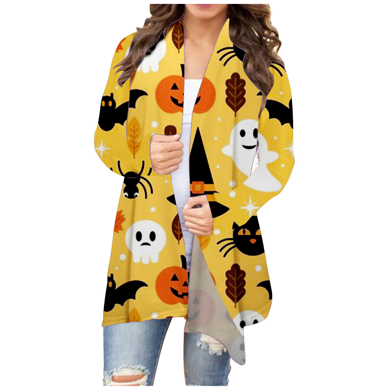 UOCUFY Halloween Cardigan for Women Womens Cute Pumpkin Cat Ghost Graphic Tops Long Sleeve Open Front Blouse Comfy Coat UOCUFY Halloween Cardigan for Women Womens Cute Pumpkin Cat Ghost Graphic Tops Long Sleeve Open Front Blouse Comfy Coat