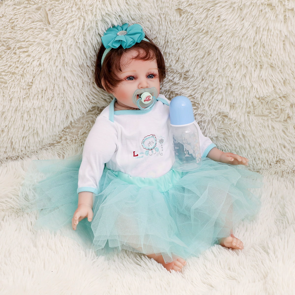 US 45x19cm Lifelike Reborn Doll Newborn Baby Silicone Vinyl Real Doll Kid Gift