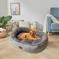 thumbnail image 4 of chaungfeng Calming Dog Bed & Cat Bed, Warming Cozy Soft Oval Winter Long Plush Cushion Bed for Small Medium Dogs and Cats, Washable Portable Pet Bed 16"x20" Gray, 4 of 6