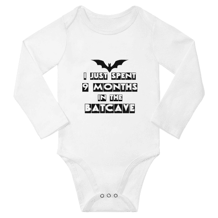

I just Spent 9 Months In The Batcave Cute Baby Long Sleeve Clothing Bodysuits Boy Girl Unisex (White 18-24M)