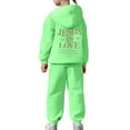 thumbnail image 4 of Tfken Outfits Sets For Teen Girls Fall Letter Print Hoodies Sweatpants Long Sleeve Green Outfit Set Size 4-5 Years, 4 of 7