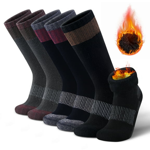 Mqamex 3-Pair Unisex Over-the-Calf Wool Socks, Arch Support & Plush Thermal Lining for Cold Weather, Ideal Gift for Family & Friends, Home Office & Casual Outdoor Use